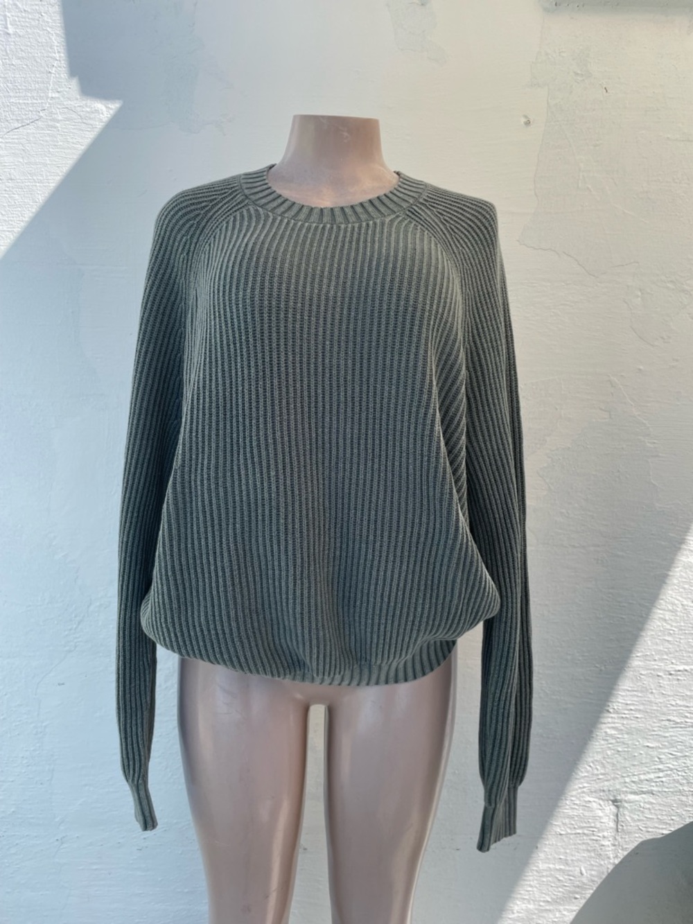Hollister Crewneck Ribbed Sweater in Sage Green